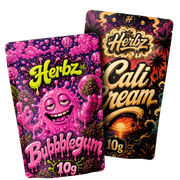 Pack Bubblegum et Cali Cream 20g THCA avec têtes et static hash sur fond noir