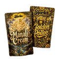 Golden Pollen og Manali Cream 20g THCA bundle med to hashvarianter på sort baggrund