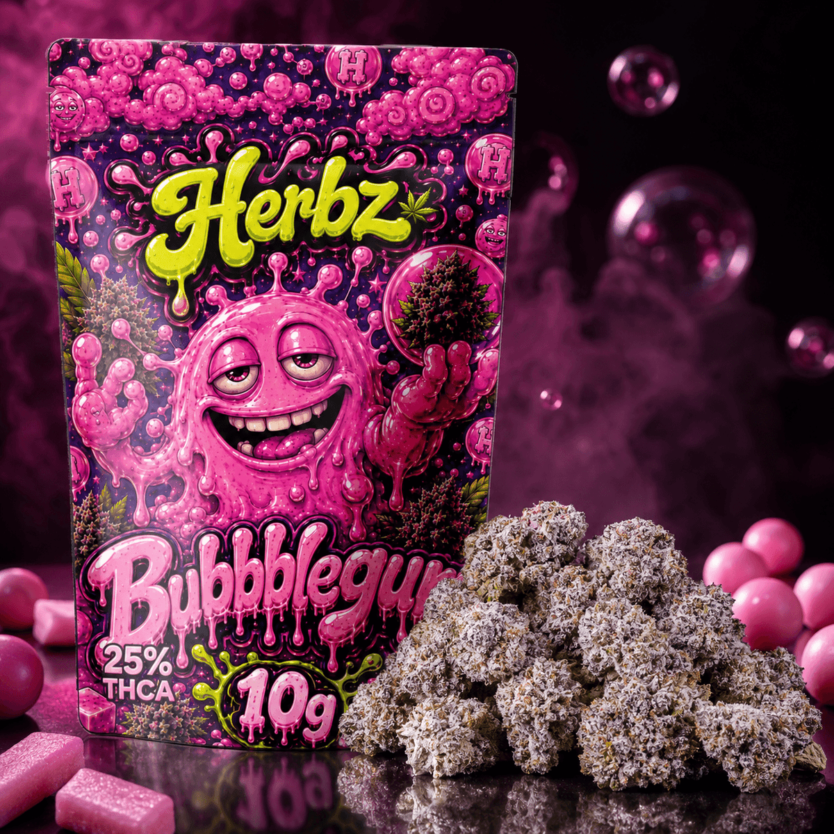 Bubblegum 25% THCA vrcholové květy se sladkým bobulovým aroma