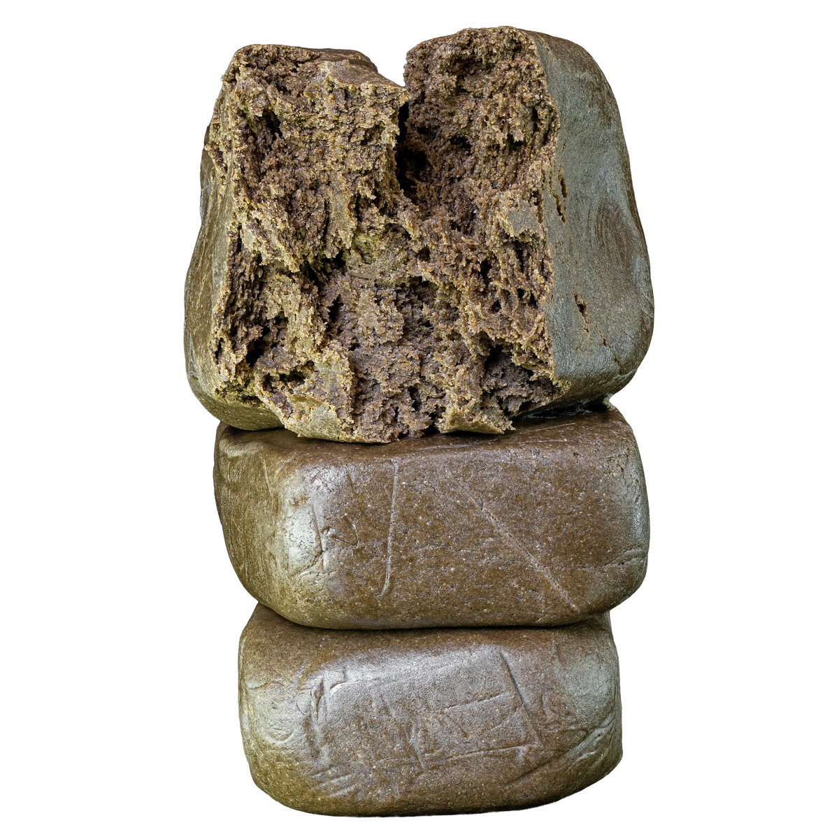 Bubble Hash con exterior prensado y centro poroso rico en tricomas