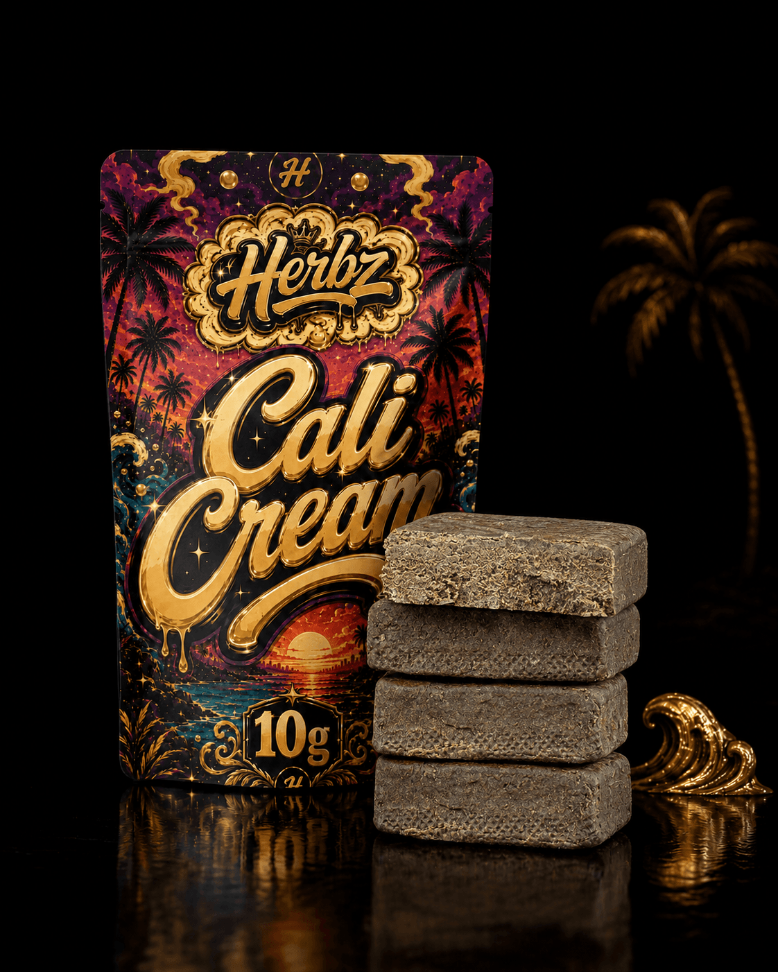 Cali Cream 50% THCA s kompaktním povrchem a zrnitou vnitřní strukturou