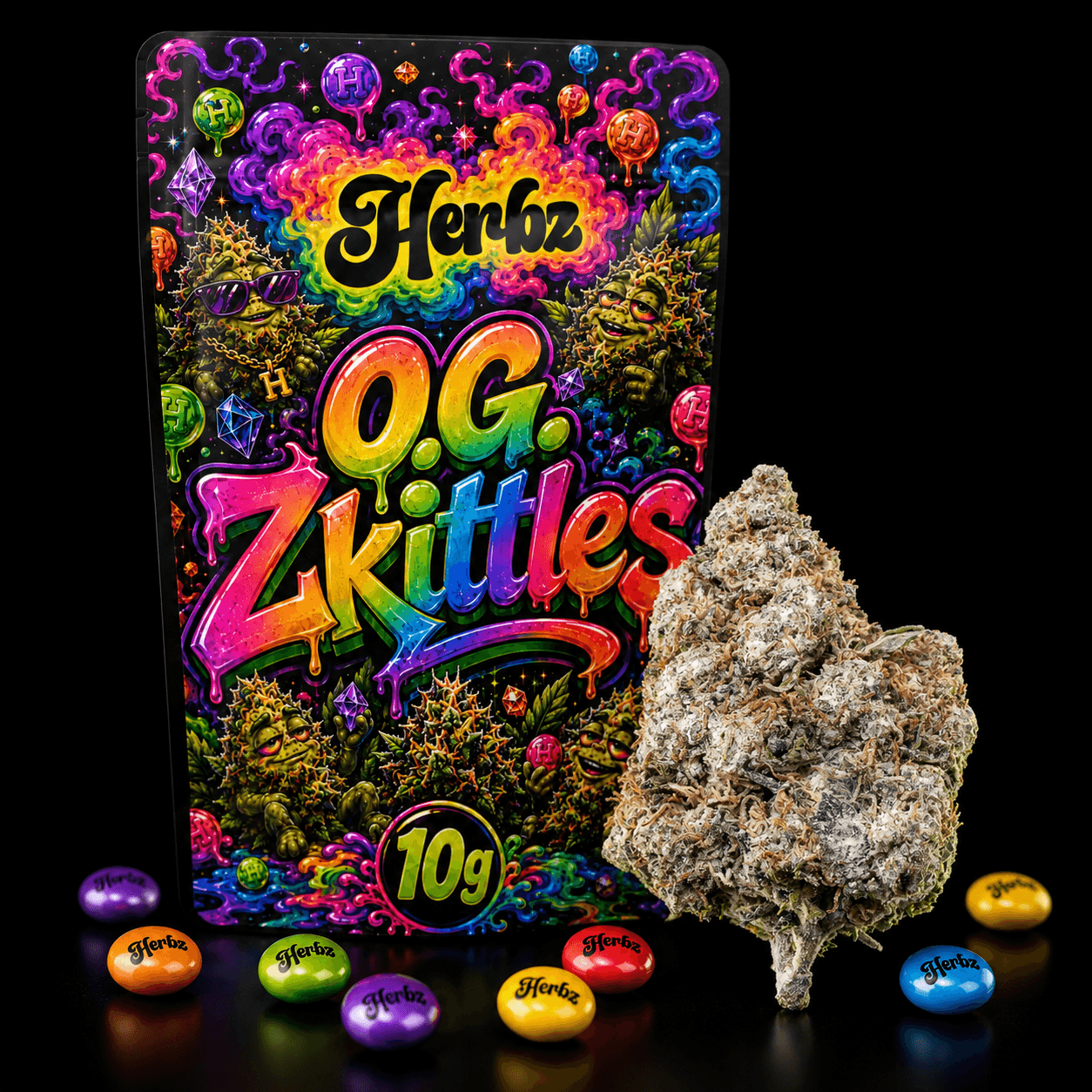 O.G. Zkittles 24% THCA topskud med kompakt trim og frugtig Z-profil