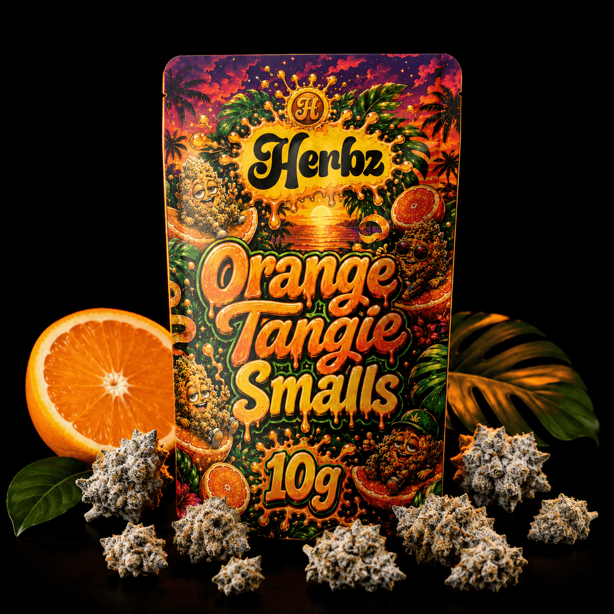 Orange Tangie Smalls 22% THCA malé vrcholové pupeny s citrusovým aromatickým profilem