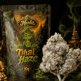 Herbz Thai Haze emballage med farverigt haze-inspireret design